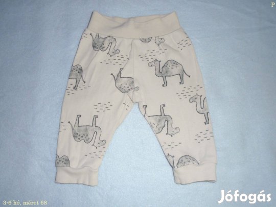 Teve mintás nadrág 3-6 hó (méret 68) világos színű