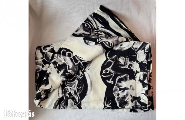 Textil - méteráru - textil (selyemszerű, virágos) fekete, krém