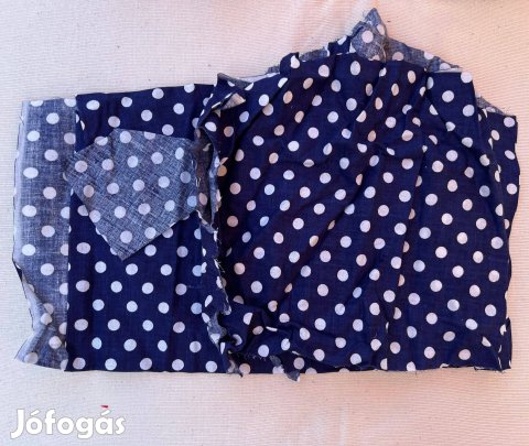 Textil - méteráru (karton) kék, fehér pöttyös