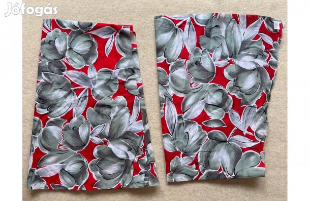 Textil - méteráru (karton) liliomos piros-szürke