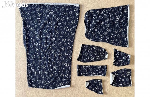 Textil - méteráru (pamut) virágos kék csomag