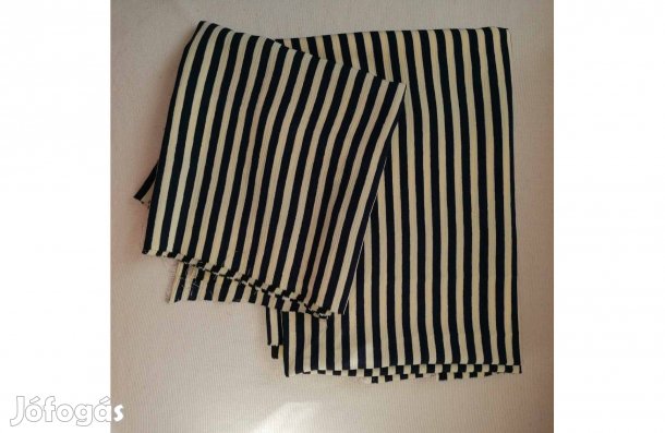 Textil - méteráru (vékony, gyűrtselyem) sötétkék, krém csíkos