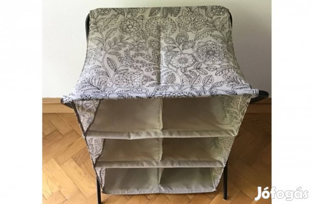 Textil-fém, összecsukható tároló. 6 rekeszes. Szép, újszerű