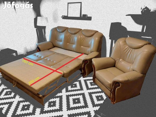 Textilbőr ülőgarnitúra 3+2+1 (teljesértékű, kényelmes ágy)