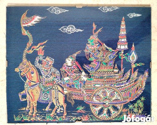 Thai selyemképek üveges keretben