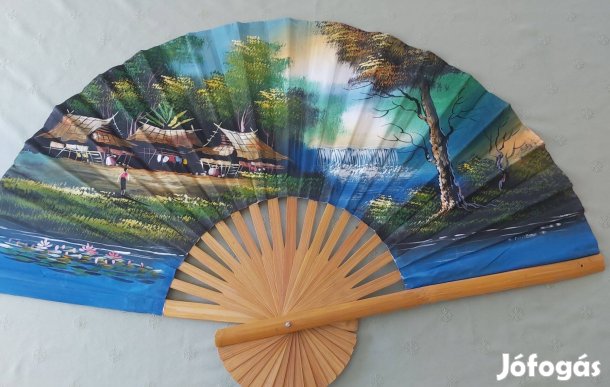 Thaiföldi kézzel festett legyező (nagy méretű)