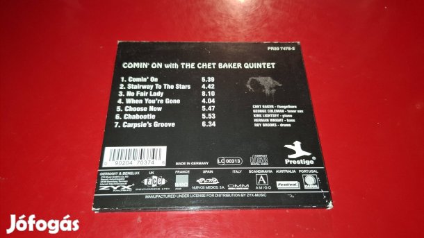 The Chet Baker Quintet Comin' On Cd Jazz 1999