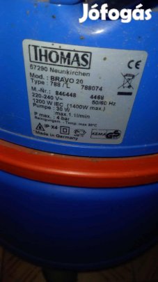 Thomas Bravo 20 kárpittisztító takarítógép száraz nedves porszívó