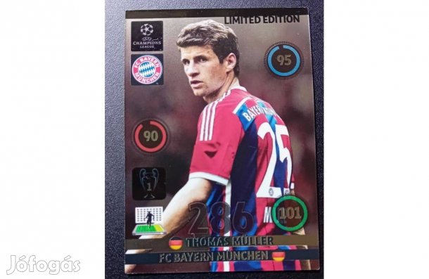Thomas Müller Bayern München Limited focis kártya Panini 2014-15