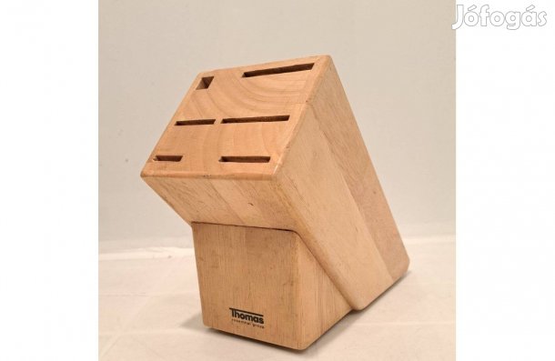 Thomas asztali fa késtartó blokk, késtömb, 26x19x10,5 cm, újszerű