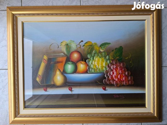 Thomas szignóval ellátott csendélet, keretezett festmény