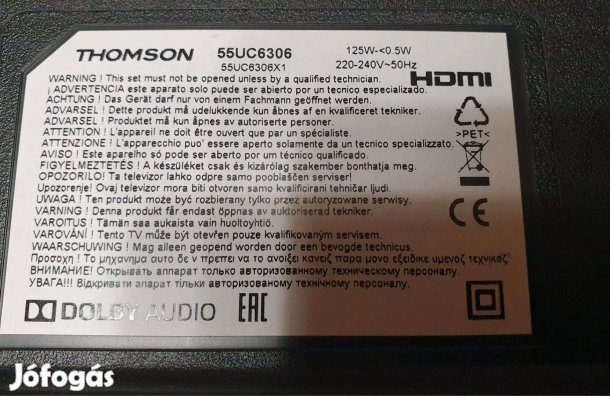 Thomson 55UC6306 UHD LED tv hibás törött alkatrésznek