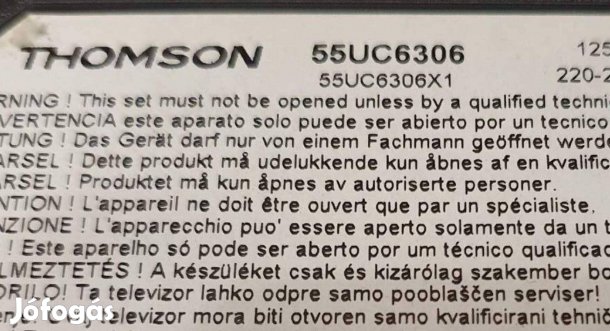 Thomson 55UC6306 UHD LED tv mainboard panel alkatrésznek