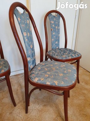 Thonet stílusú szék 4 db, kárpitozott ülőfelület és háttámla