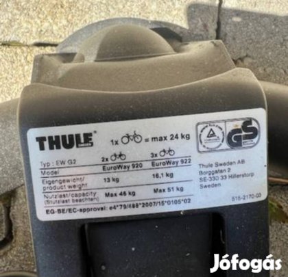 Thule Euroway G2 kerékpár szállító vonóhorogra szerelhető 