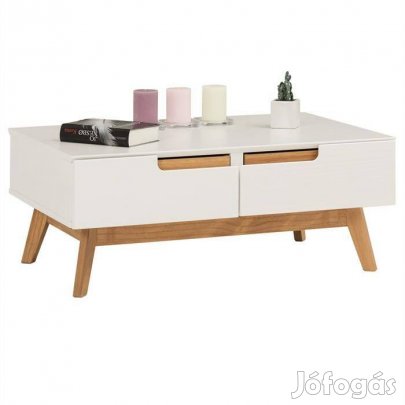 Tibor 2 fiókos dohányzó asztal (fehér - barna) 83942-1