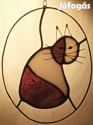 Tiffany cica a készítőtől. 22x15 cm. 