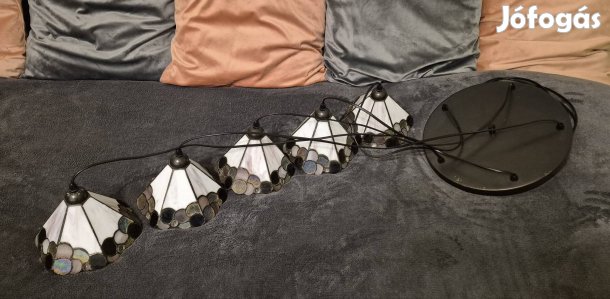 Tiffany lámpa, csillár 5-ös függeszték  Vízesés elrendezés  115 cm