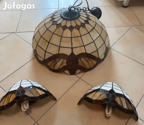 Tiffany mennyezeti plusz 2 fali lámpa