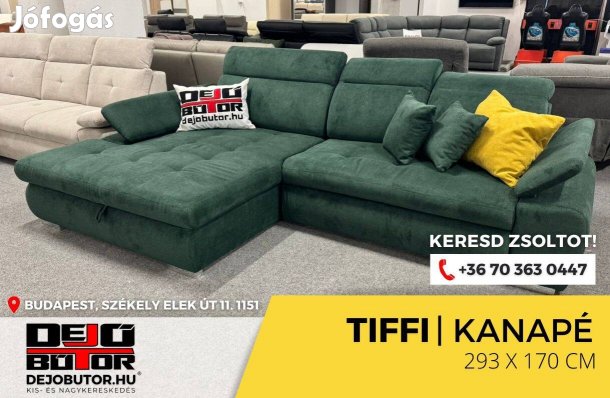 Tiffi kanapé ülőgarnitúra 293x170 cm ágyazható green sarok