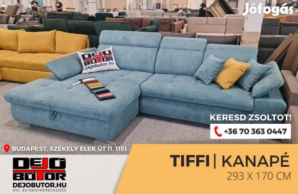 Tiffi kanapé ülőgarnitúra 293x170 cm ágyazható kék sarok