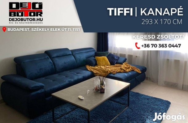 Tiffi kék szivacs + rugó kanapé ülőgarnitúra 293x173 cm ágyazható
