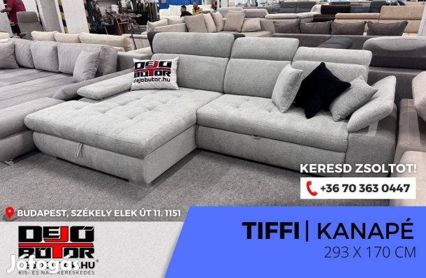 Tiffi sarok kanapé bútor ülőgarnitúra 293x174 cm grey ágyazható