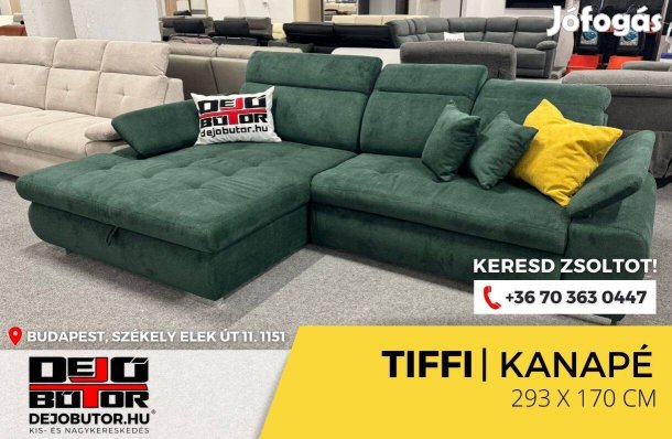 Tiffi sarok kanapé ülőgarnitúra 293x175 cm rugós ágyazható olaj zöld