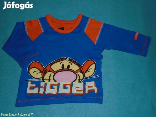 Tigris (Micimackó) mintás hosszú ujjú felső 6-9 hó (méret 74) kék