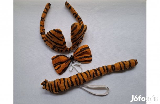 Tigris szett fülekkel, farokkal, csokornyakkendővel * Plüss * 500 Ft