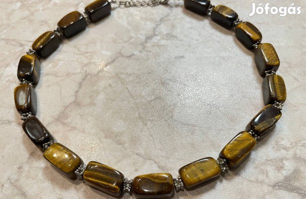 Tigrisszem ásvány gyöngysor egyedi nyakék antik ásványékszer