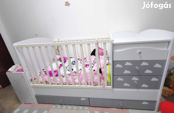 Timba kombiágy Erik maxi 5 fiókos ezüst-fehér