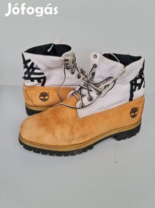 Timberland férfi bakancs bőr és fehér vászon felső 43-as