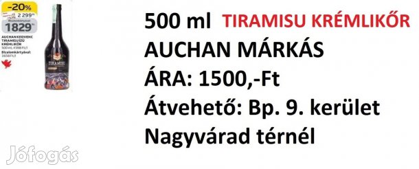 Tiramisu krémlikőr Auchan 500 ml