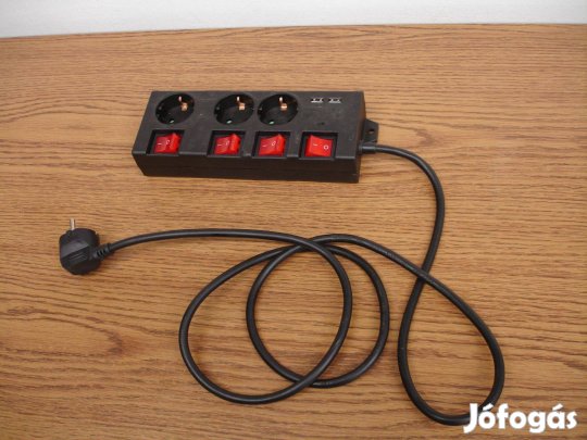 Tischsteckdose 4 aljzatos hosszabbító elosztó kapcsolós USB falra szer