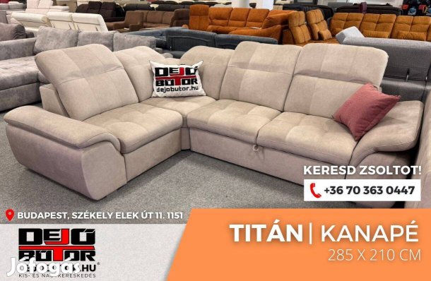 Titán rugós sarok kanapé ülőgarnitúra 285x210 cm ágyazható selyem