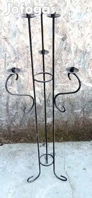 Több ágú, kovácsolt vas álló gyertyatartó - nagy méret