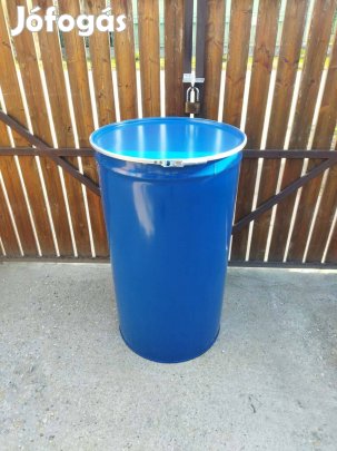 Több db 200 220 liter hordó gabona tároló esővíz csatos fedeles vas