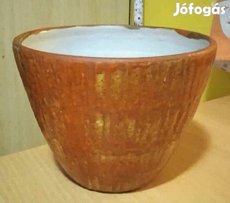 Tófej, iparművészeti 2 db. retro kerámia kaspó