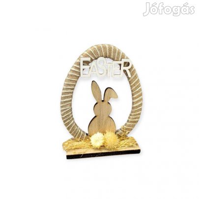 Tojás nyuszis húsvéti fa dísz szárított virágokkal 13cm