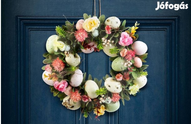 Tojásos Húsvéti ajtódísz dekoráció - kopogtató koszorú - 30 cm