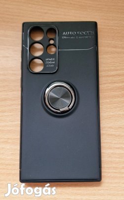 Tok Samsung S22 Ultra, S23 Ultra ütésálló kitámasztható fémgyűrűs feke