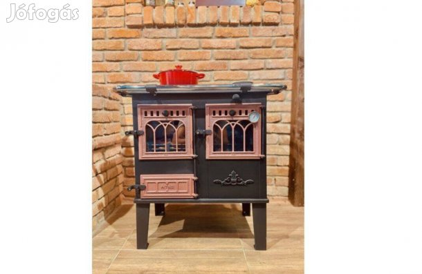 Toldi sparhelt, egyedi barna ajóval, korláttal, sütőhőmérővel