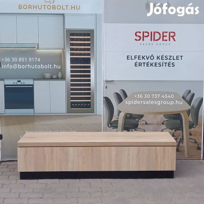 Tölgy színű pad, ülőke, 180x44 cm méretű - használt irodabútor