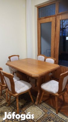 Tölgyfa étkező - bővíthető asztal 6 székkel