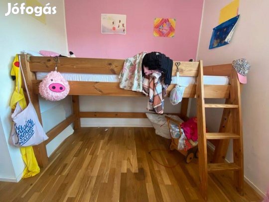 Tölgyfa gyerek emeletes ágy 90x200 cm