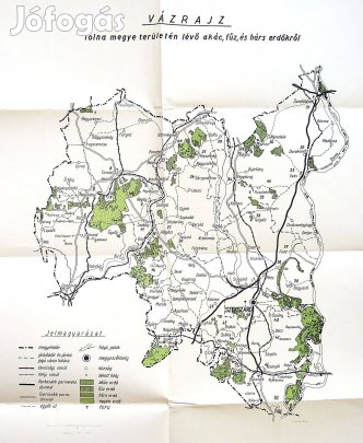 Tolna megye akác fűz hárs erdő vázrajz térkép 1960