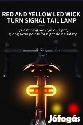 Tölthető kerékpár lámpa irányjelzővel, rádiós kezelővel
