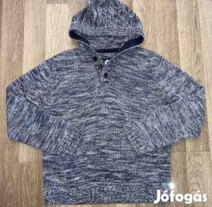Tom Tailor Denim Clothing L kötött kapucnis gombos nyakú ffi pulóver 