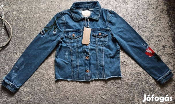 Tom Tailor kék vászon hímzett farmer dzseki vadonatúj